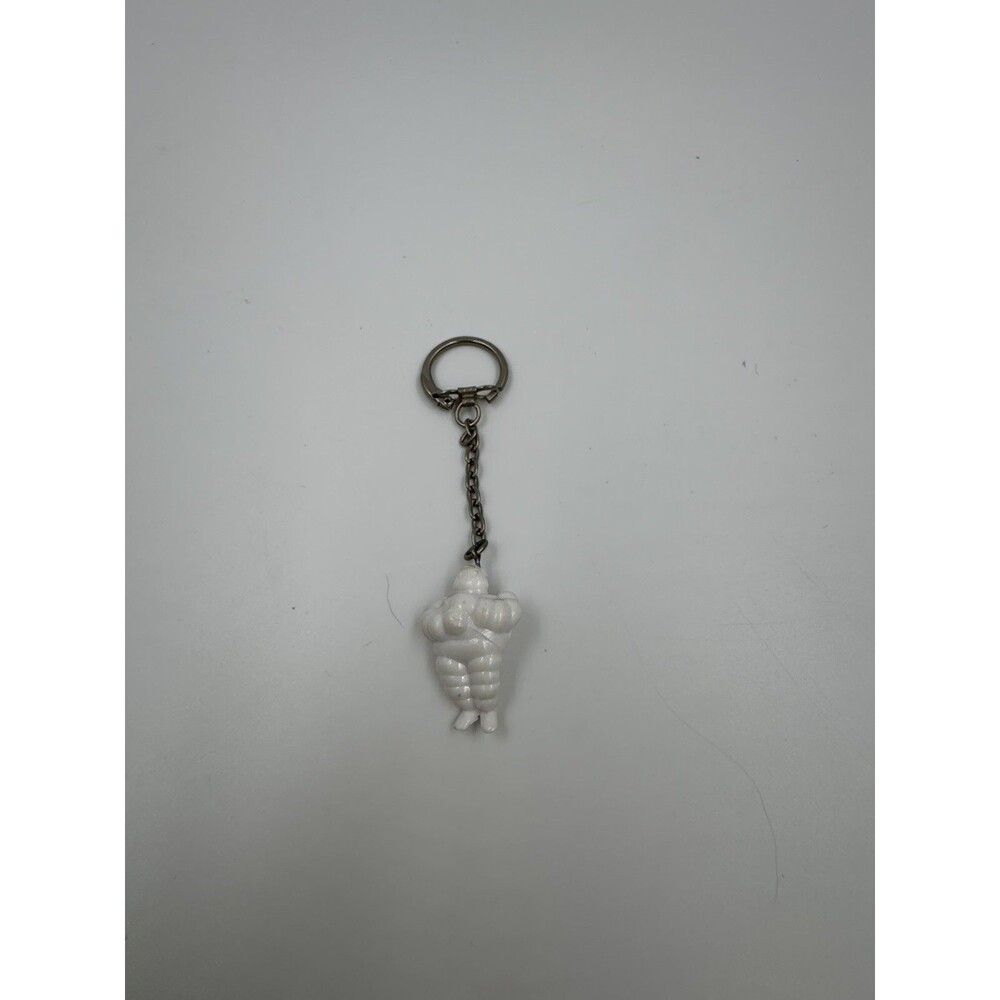 Vintage MICHELIN MAN Miniature White Keyring Advertisement Plastic Collectible